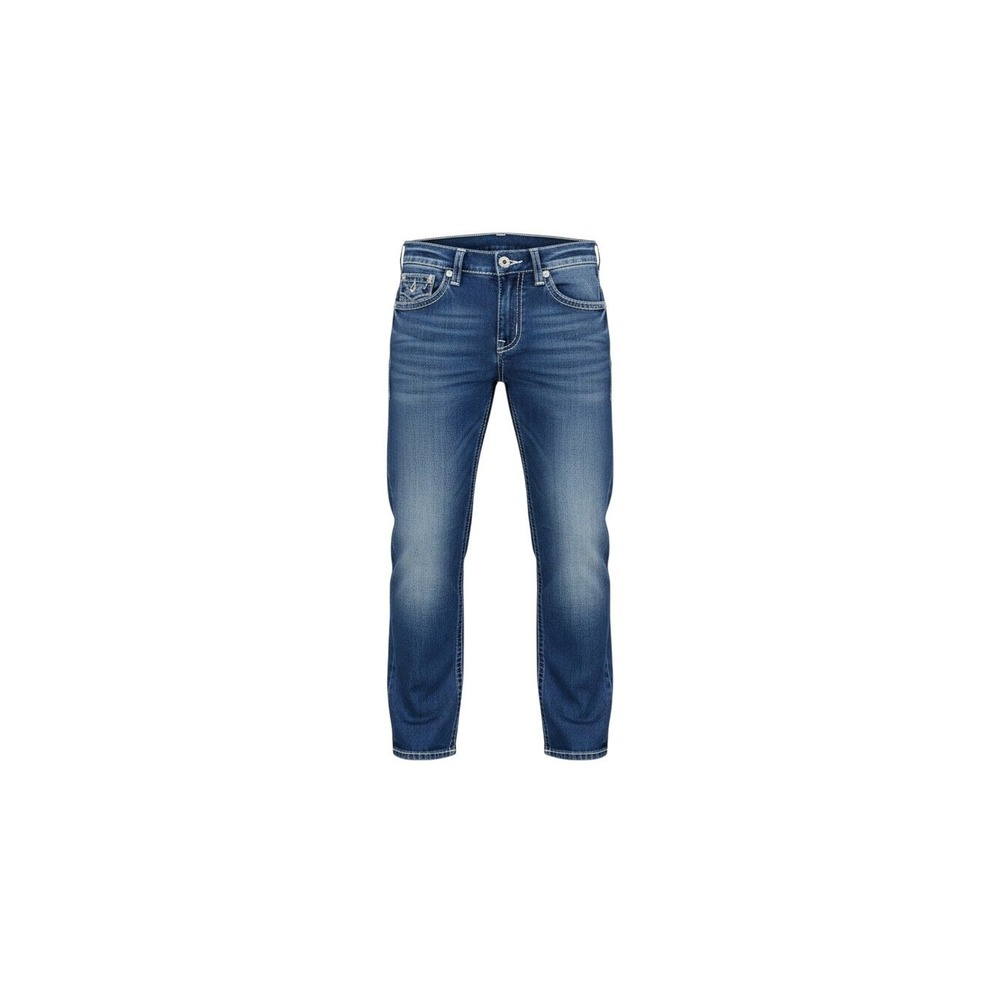 True Religion Skinny Flap Jeans Mens 31 Blue Natural Big T Stitching